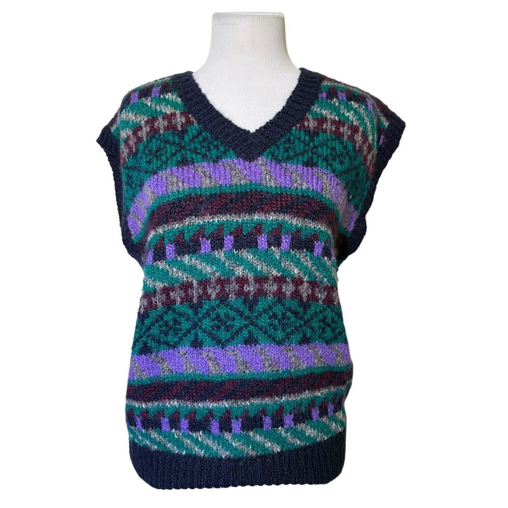 Vintage 80s Haberdashery by Personal Geometric Knit Sweater Vest